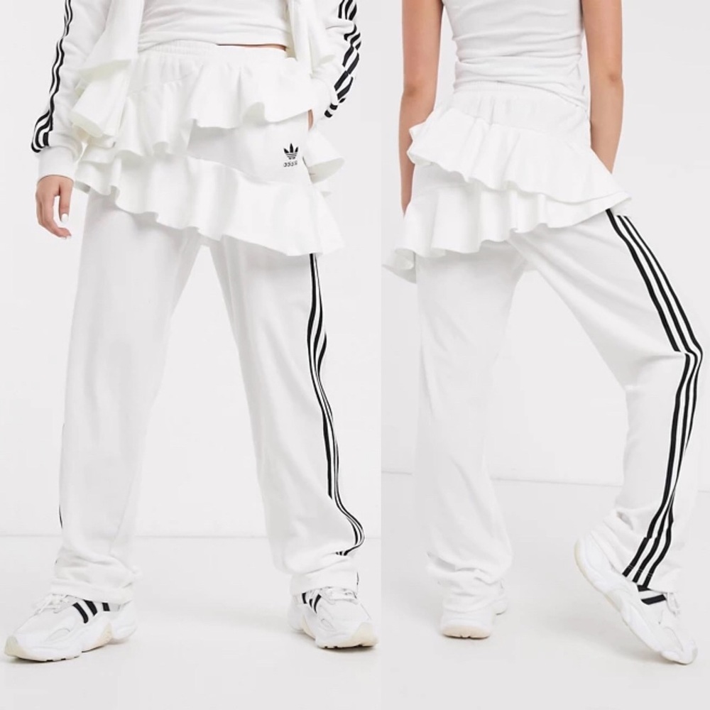 ADIDAS J KOO Ruffle Track Pants Asymmetrical New